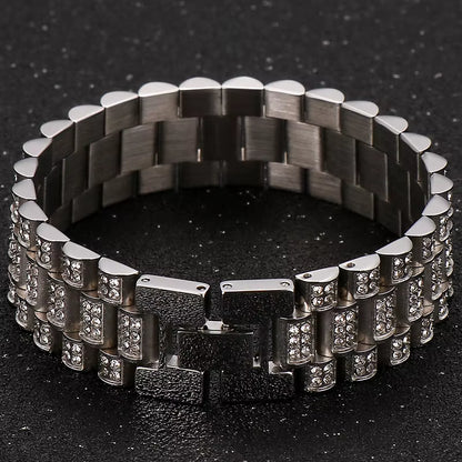 IceLink™ 18MM Gold Strap Chain Bracelet – Street Style Meets Statement Shine