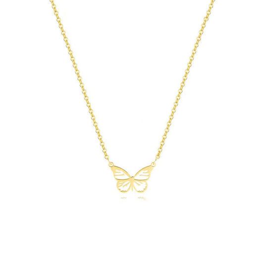 Butterfly Pendant Necklace for Women Stainless Steel 18K Gold Plated Fastness Dainty Italian Neck Chain Everyday Jewelry
