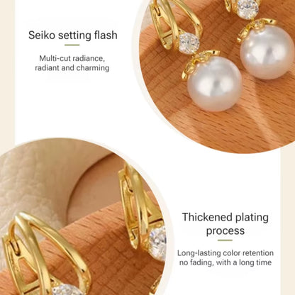 Pearl Earrings Copper Alloy Red Diamond Earrings Fashionable Temperament Earring Crystal Jewelry for Wemon Wedding Gift Party