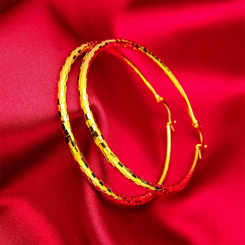 Women'S 24K Gold AU999 Meteor Shower Earrings | Vine-Wrapped with Mother-Of-Pearl Inlay, Daily Fresh Style