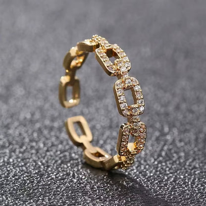 EverTwist™ Geometric Zircon Open Ring – Timeless Sparkle, Modern Love