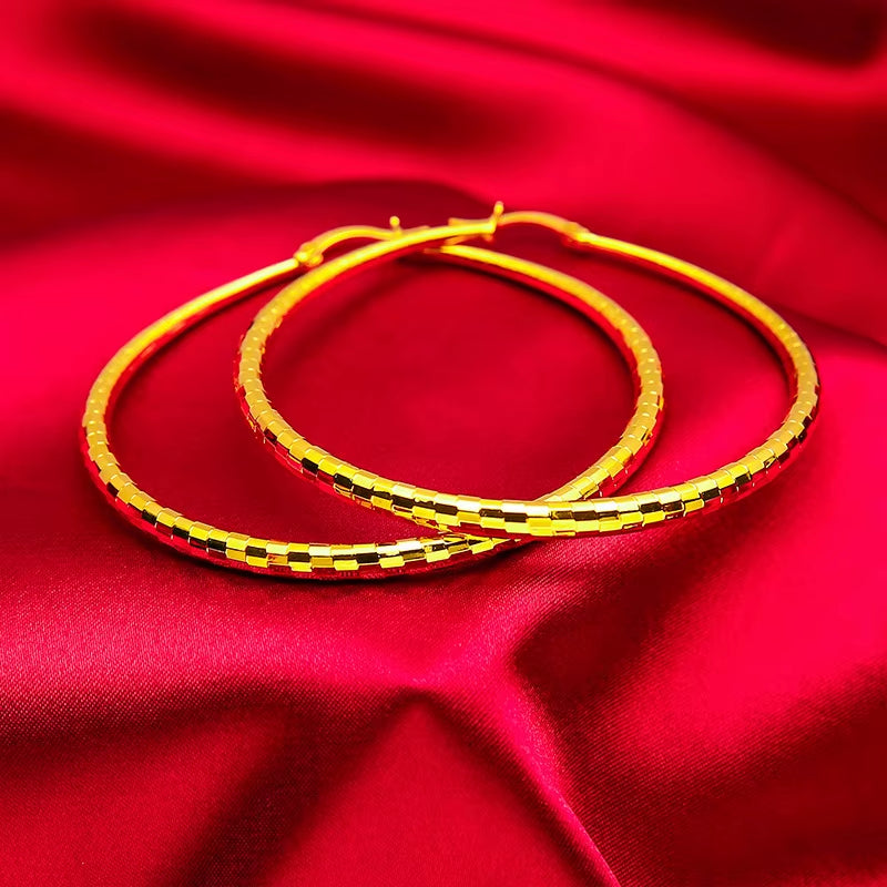 Women'S 24K Gold AU999 Meteor Shower Earrings | Vine-Wrapped with Mother-Of-Pearl Inlay, Daily Fresh Style