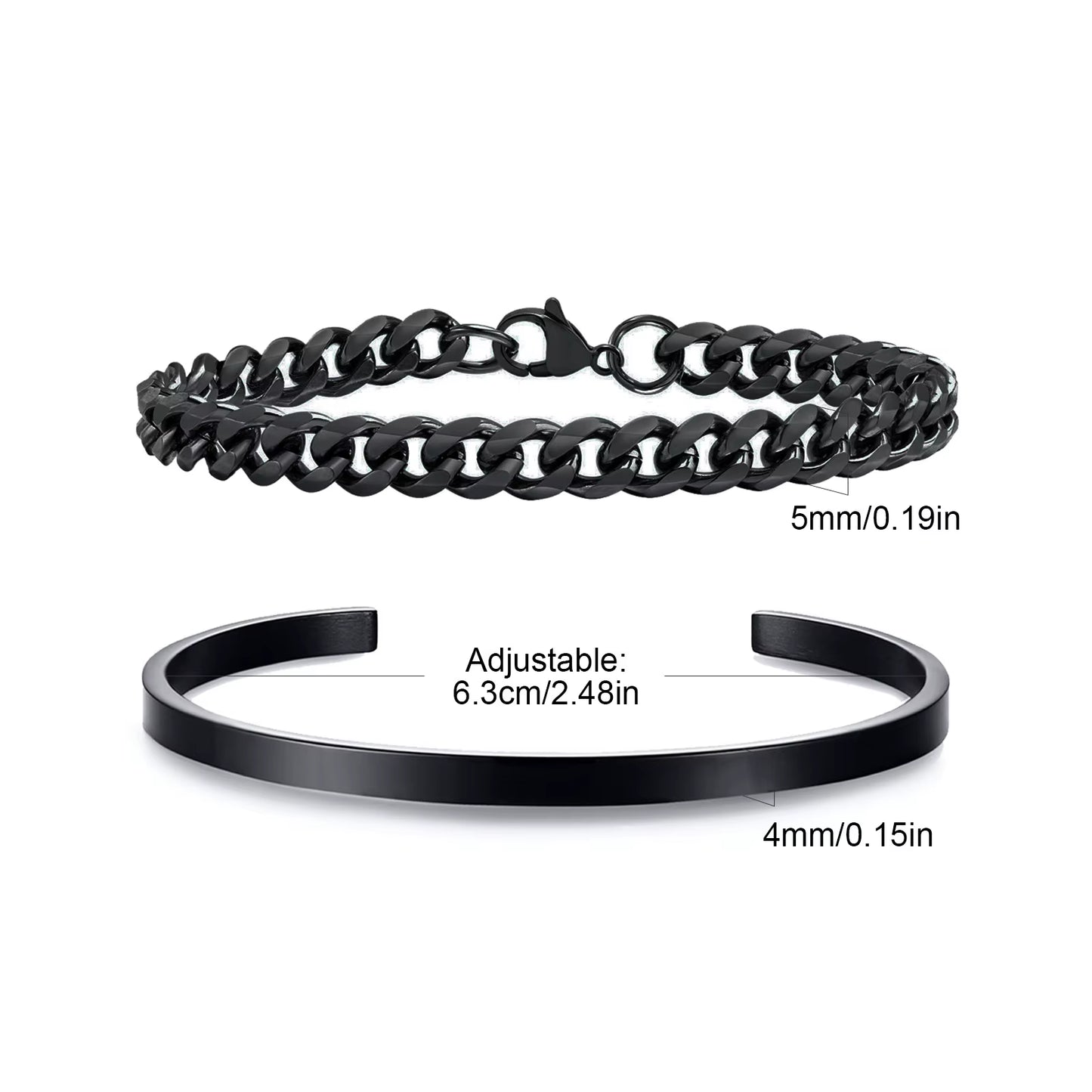 5Mm Cuban Chain Bracelet for Men Boys,Waterproof Stainless Steel Cuff Bangle,Simple Minimalist Jewelry Gift