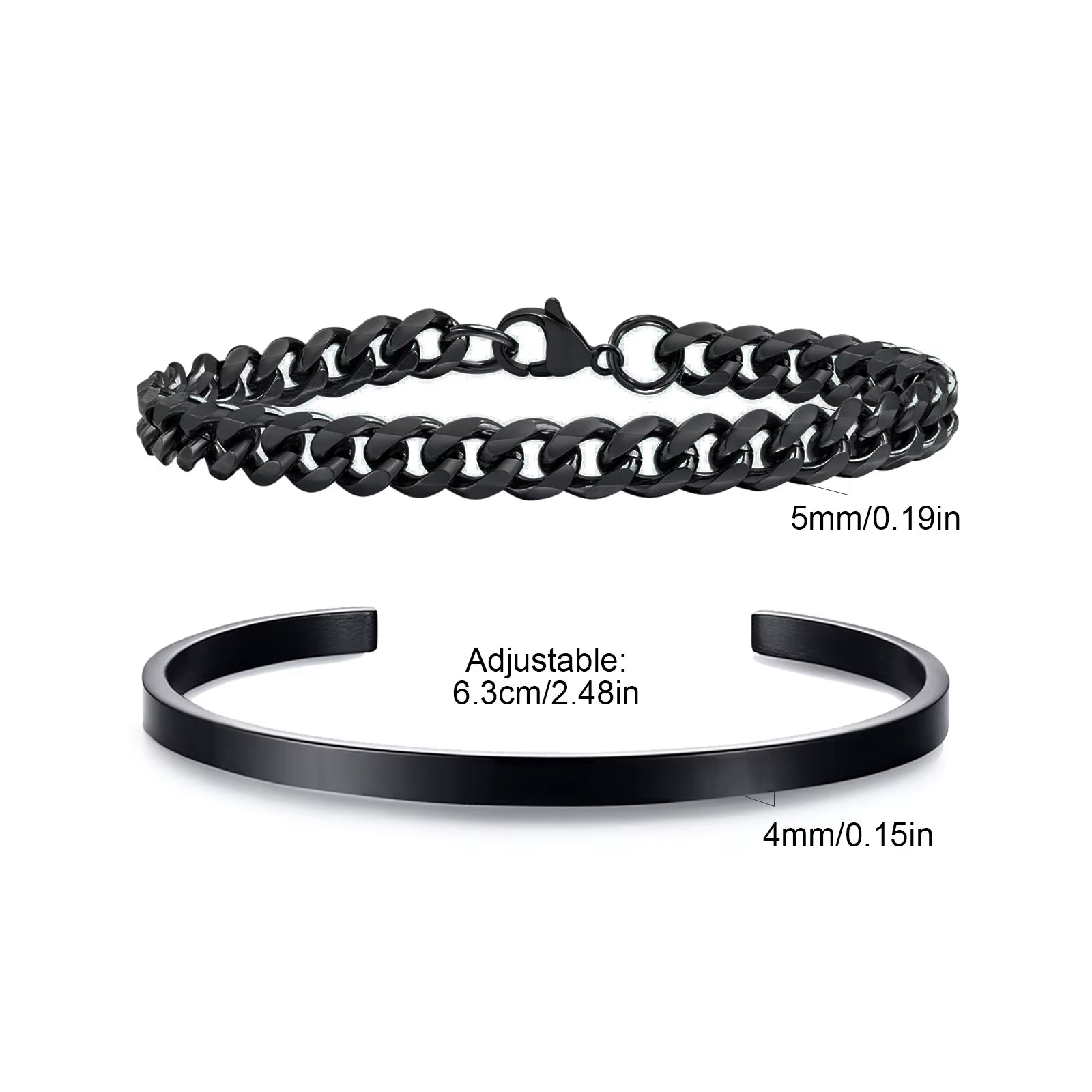 5Mm Cuban Chain Bracelet for Men Boys,Waterproof Stainless Steel Cuff Bangle,Simple Minimalist Jewelry Gift