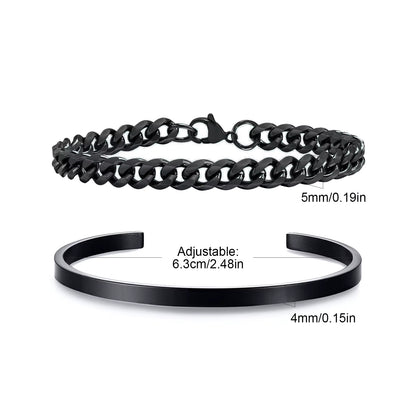 5Mm Cuban Chain Bracelet for Men Boys,Waterproof Stainless Steel Cuff Bangle,Simple Minimalist Jewelry Gift