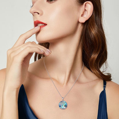 Tree of Life Alpaca Necklace Sterling Silver with Abalone Shell Animal Alpaca Pendant Jewelry Birthday Anniversary Mothers Day Christmas Gifts for Women