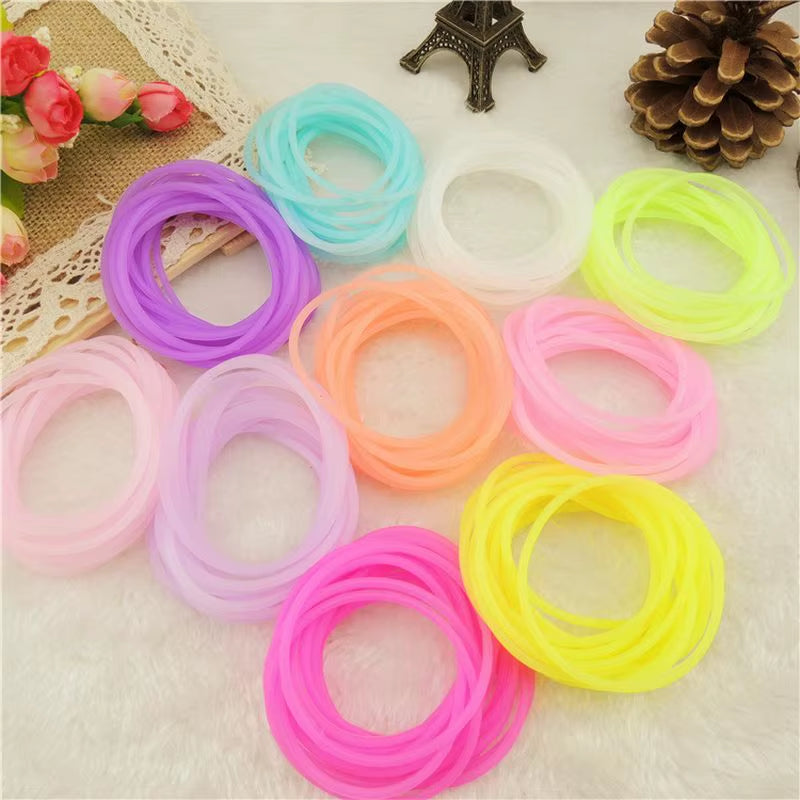 Wholesale 20PCS Neon Fluorescent Luminous Silicone Bracelets Wristband Candy Gummy Hairband Unisex Bangles Glow Rubber Bracelet