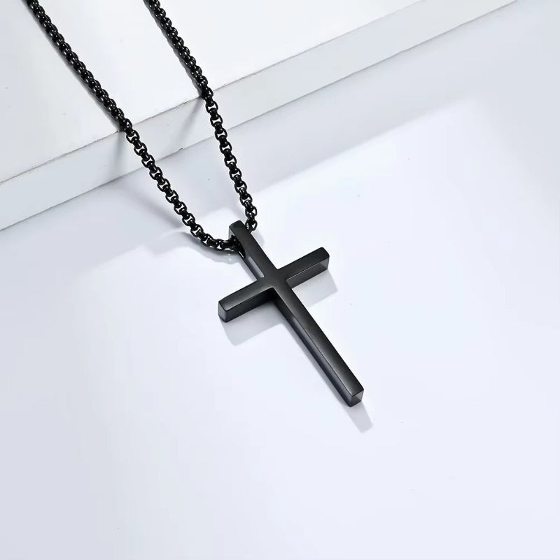 2025 Autumn and Winter New Sweater Chain High Quality Titanium Steel Cross Necklace Luster Niche Personality Male and Female Ce
