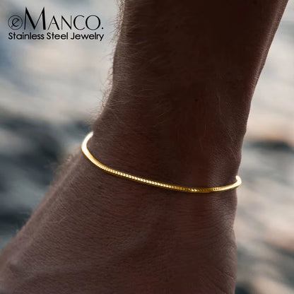 Emanco™ Gold Snake Chain Bracelet – Bold Simplicity for the Modern Man