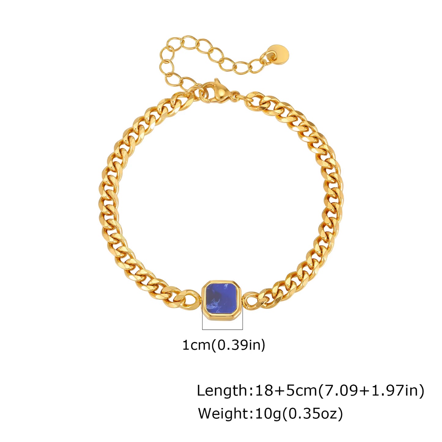 5Mm Width Adjustable Chain Bracelet for Men, Stainless Steel Acrylic Six-Sided Polished Jewelry Gifts for Husband Son‌ Him