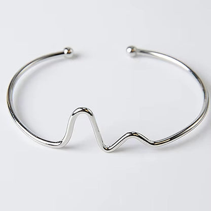 Open Cuff Punk Bracelets & Bangle Fashion Jewelry for Women Men Pulseras Mujer Heartbeat Leaf Arrow Triangle Heart Bracelet HOT