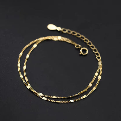 Stainless Steel Double-Layer Chain Bracelet for Women Simply Shiny Bracelet Korea Student Hand Accessories