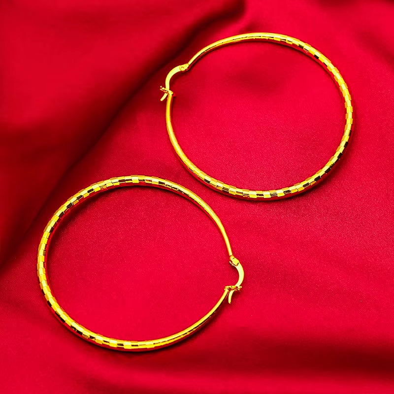 Women'S 24K Gold AU999 Meteor Shower Earrings | Vine-Wrapped with Mother-Of-Pearl Inlay, Daily Fresh Style