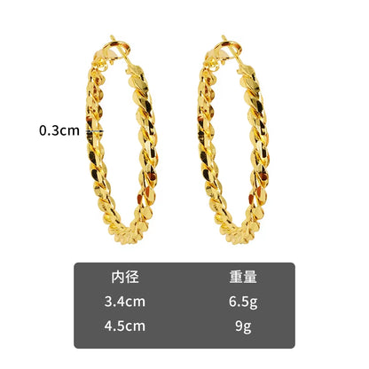 Luxury 24K 9999 Pure Gold Real Gold Women'S Twist Earrings
