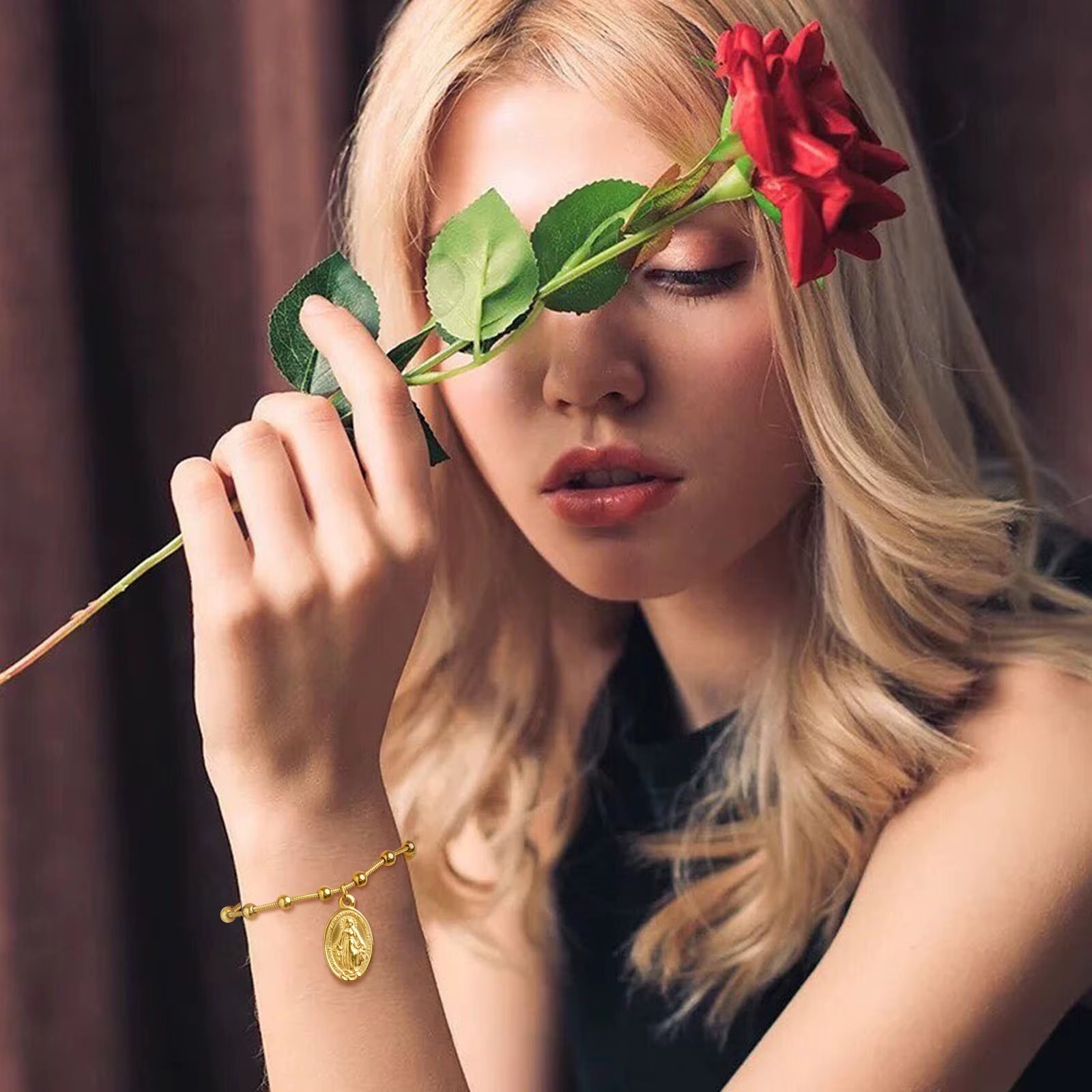 Divine Grace Rosary Bracelet – Faith Woven in Golden Beauty