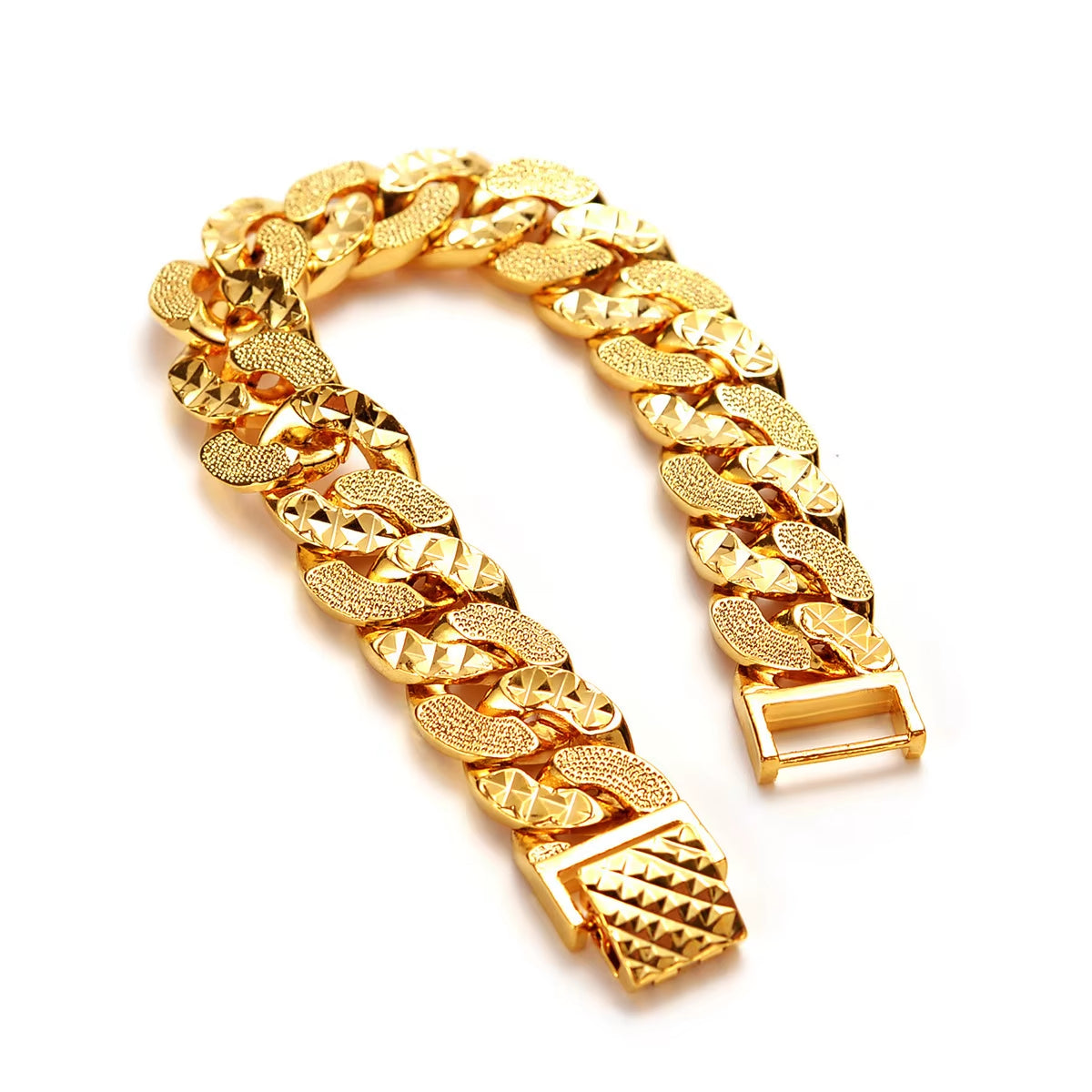 High Qualityau999 Gold Bracelet Wide Edition Boss Chain Flat Bracelet NK Cuban Chain 24K Light Luxury Fashion Men'S Wrist Chain