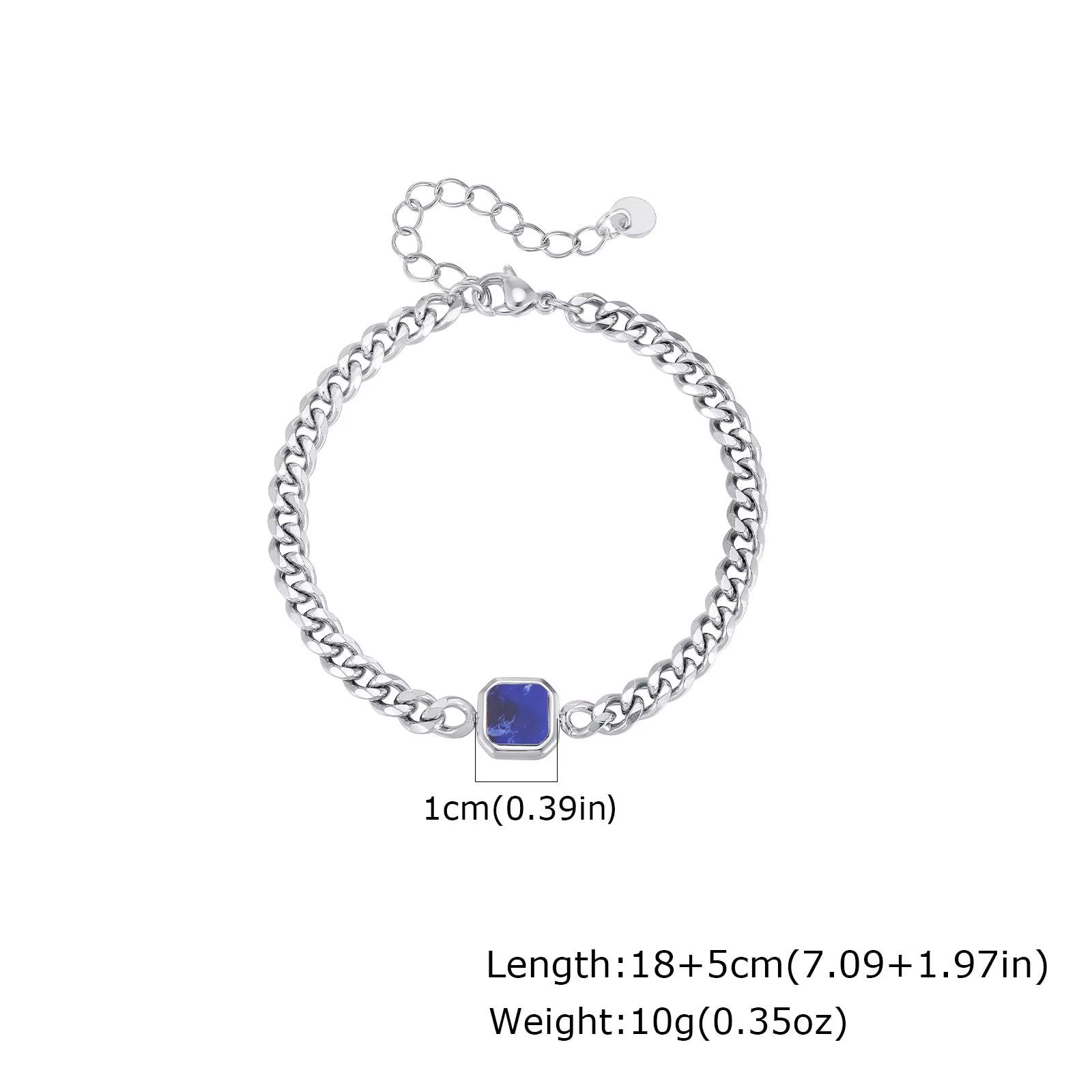 5Mm Width Adjustable Chain Bracelet for Men, Stainless Steel Acrylic Six-Sided Polished Jewelry Gifts for Husband Son‌ Him