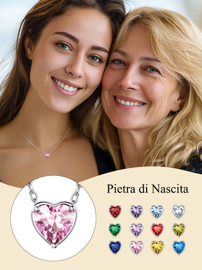 Silver Earrings for Women 925 Sterling Silver Heart Birthstone Stud Earrings Birthday Jewelry Gift