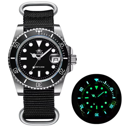 Quartz Watch Luxury Brand Men Watches Waterproof Business 41Mm Watch C3 Luminous Stainless Steel Black Diver Watch