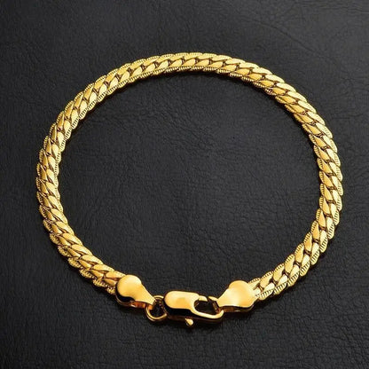 Luxury 24K 9999 Pure Gold Real Gold Women'S 5MM Full Side Flat Bracelet