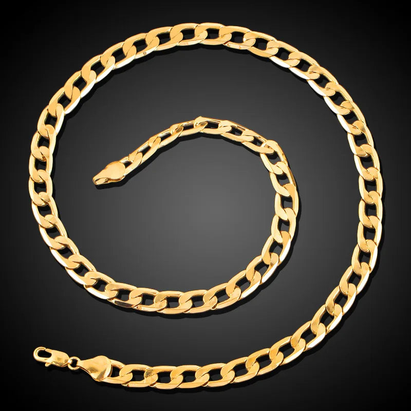 Luxury 24K 9999 Pure Gold Real Gold Men'S Women'S Cuban Necklace Bracelet Set