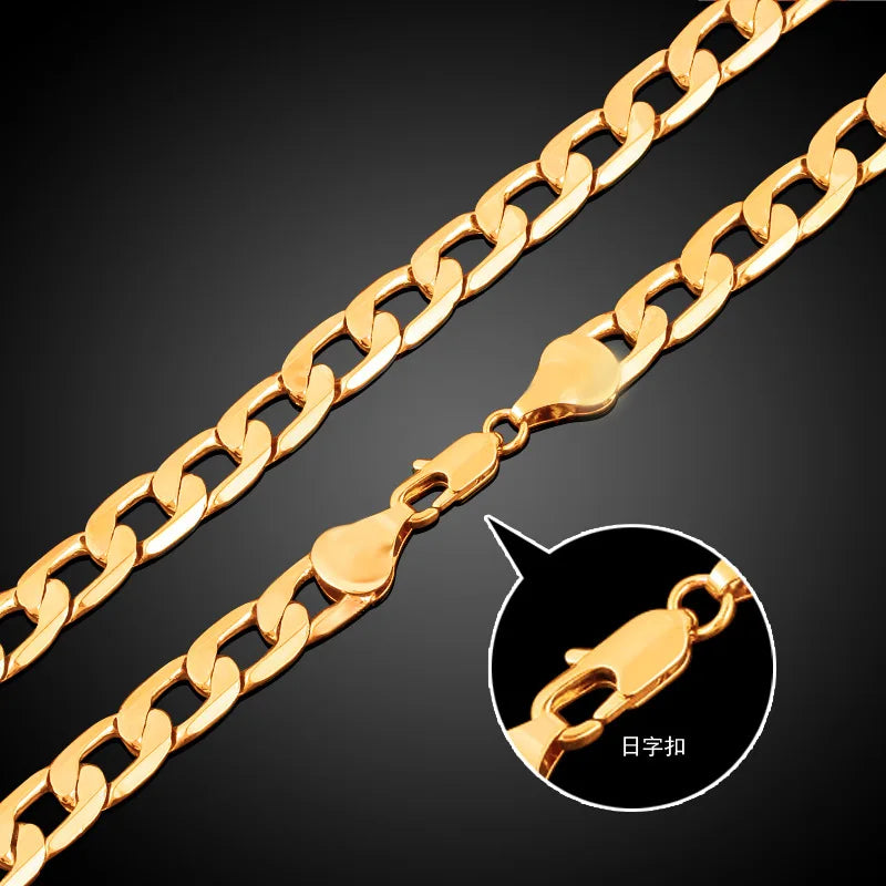 Luxury 24K 9999 Pure Gold Real Gold Men'S Women'S Cuban Necklace Bracelet Set