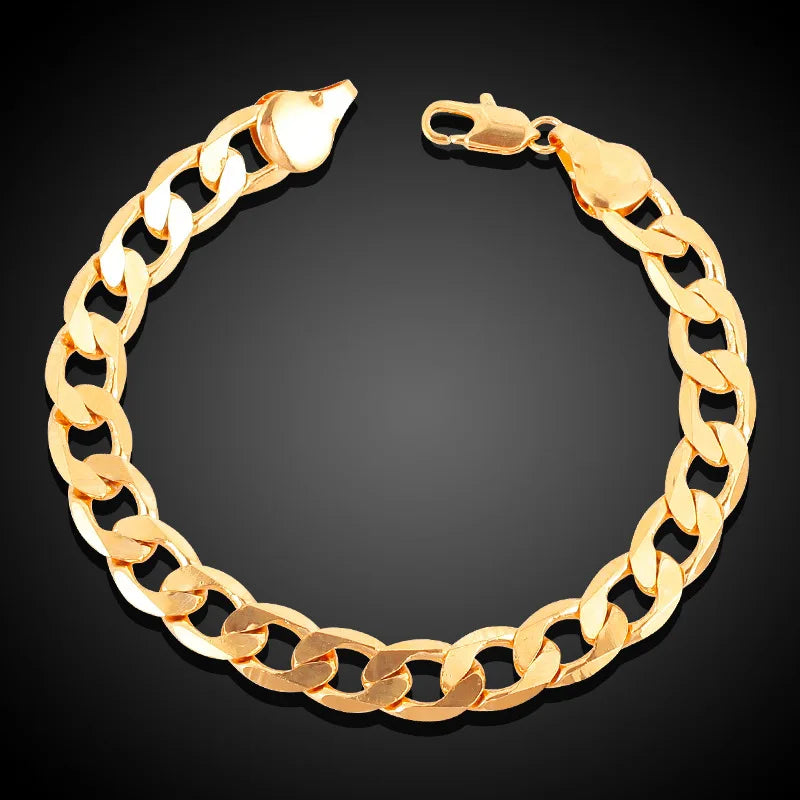 Luxury 24K 9999 Pure Gold Real Gold Men'S Women'S Cuban Necklace Bracelet Set