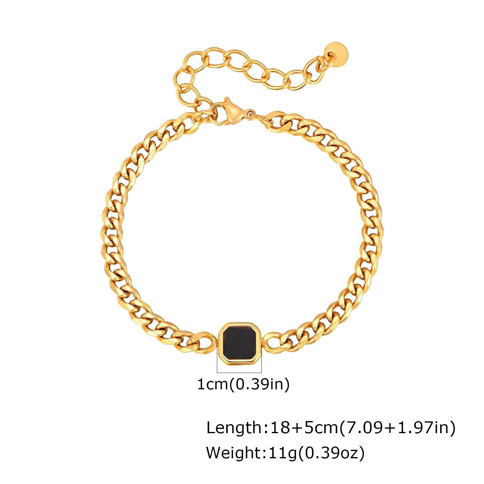 5Mm Width Adjustable Chain Bracelet for Men, Stainless Steel Acrylic Six-Sided Polished Jewelry Gifts for Husband Son‌ Him