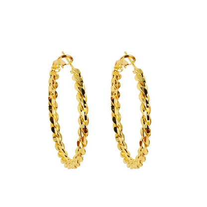 Luxury 24K 9999 Pure Gold Real Gold Women'S Twist Earrings
