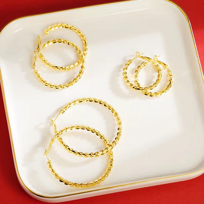 Luxury 24K 9999 Pure Gold Real Gold Women'S Twist Earrings