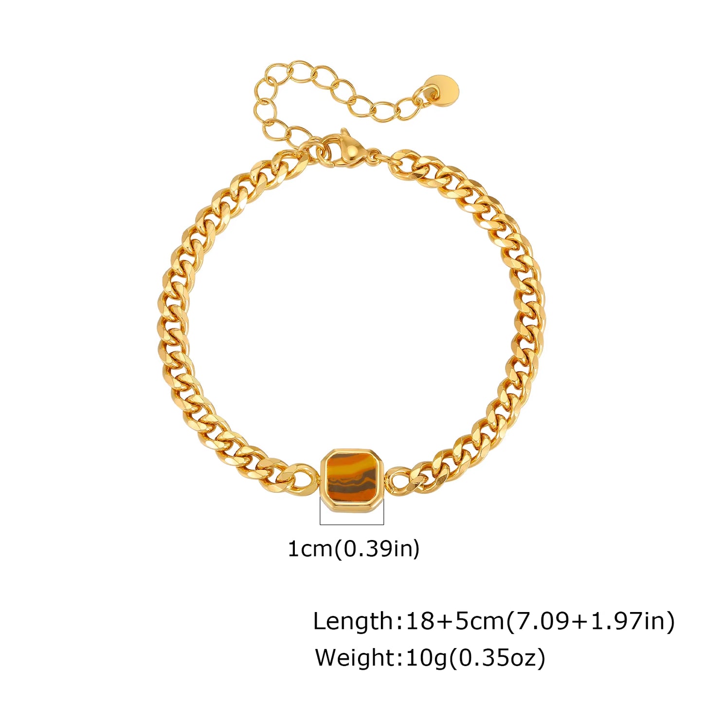 5Mm Width Adjustable Chain Bracelet for Men, Stainless Steel Acrylic Six-Sided Polished Jewelry Gifts for Husband Son‌ Him