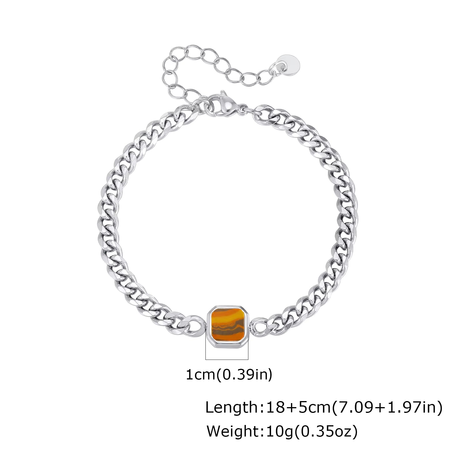 5Mm Width Adjustable Chain Bracelet for Men, Stainless Steel Acrylic Six-Sided Polished Jewelry Gifts for Husband Son‌ Him