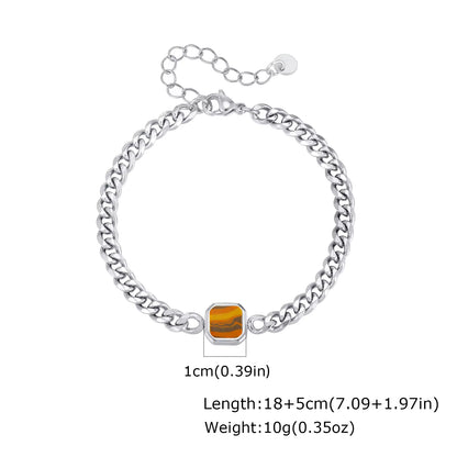 5Mm Width Adjustable Chain Bracelet for Men, Stainless Steel Acrylic Six-Sided Polished Jewelry Gifts for Husband Son‌ Him