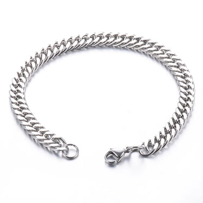 Men‘S Fashion Hiphop Cuban Chain Men Bracelet Stainless Steel 4.8/5.8/6.6/9.2Mm Width Bracelets Figaro Link Chain Boy Jewelry