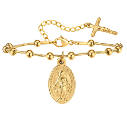 Divine Grace Rosary Bracelet – Faith Woven in Golden Beauty